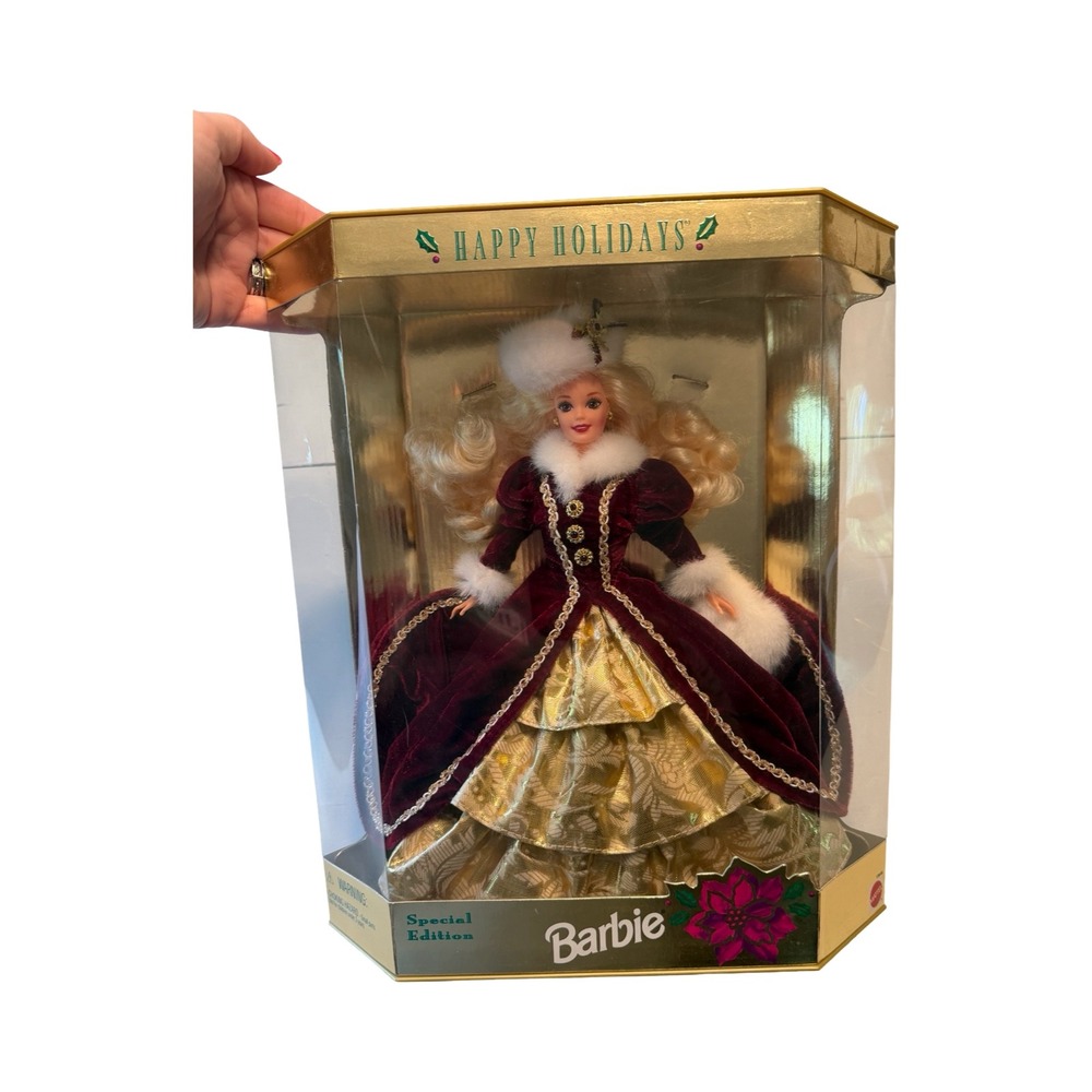 Mattel Happy Holidays Barbie 1996 Special Edition Burgundy Velvet Gown 15646 NIB